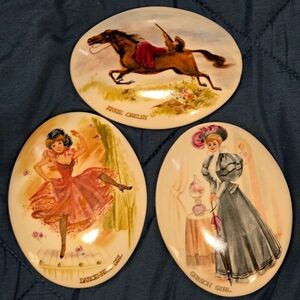 Vintage Wall Decor Plates Set - Annie Oakley, Dancer, Gibson Girl
